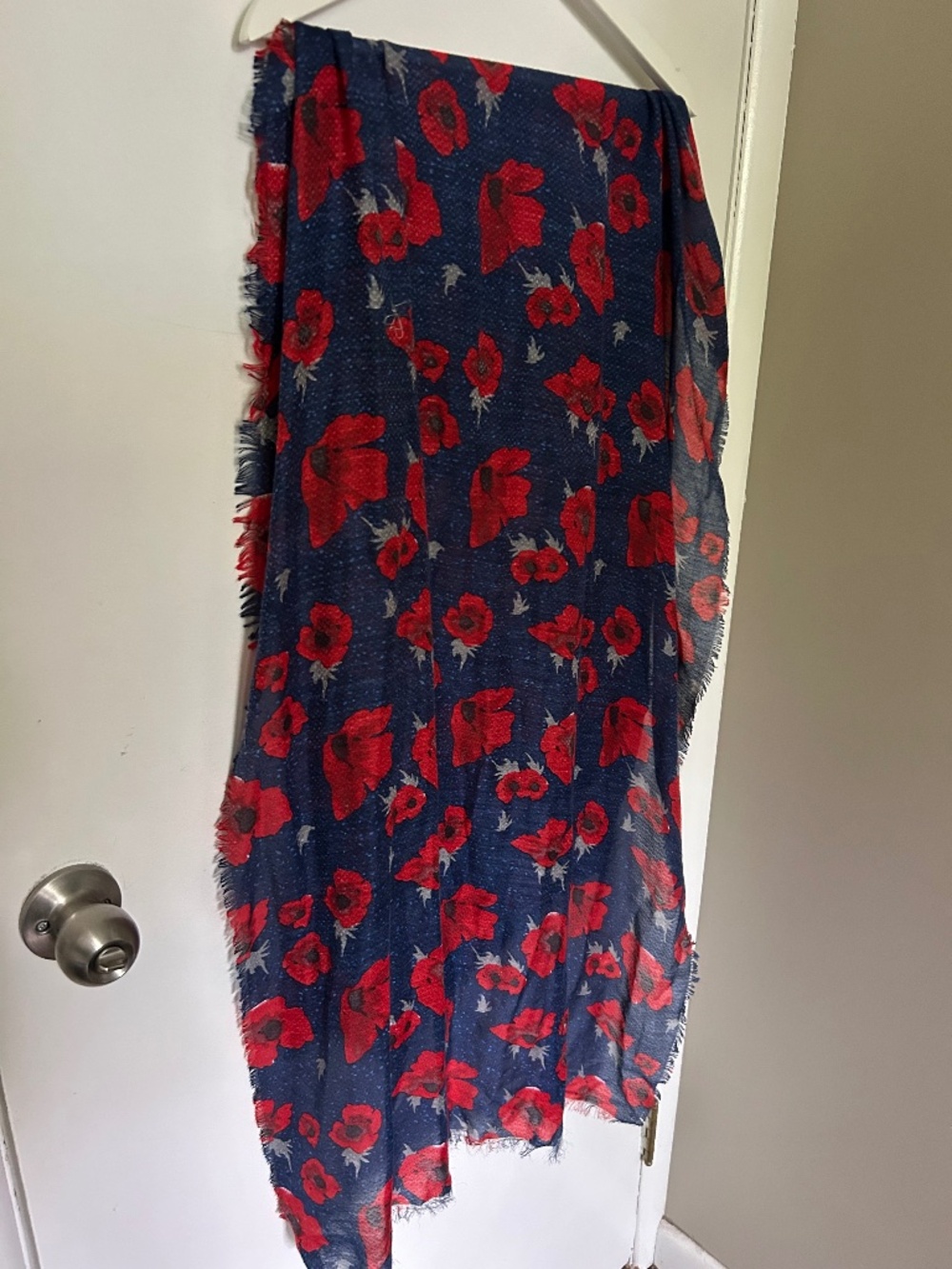 Dark Blue/Red Poppy Scarf
